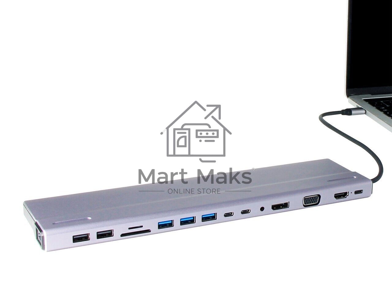 Адаптер VCOM TypeC -->3*USB3.0+2*USB2.0+VGA+RJ45+SD+TF+AUD+HDMI+DP+2*USB3.1 Data+PD