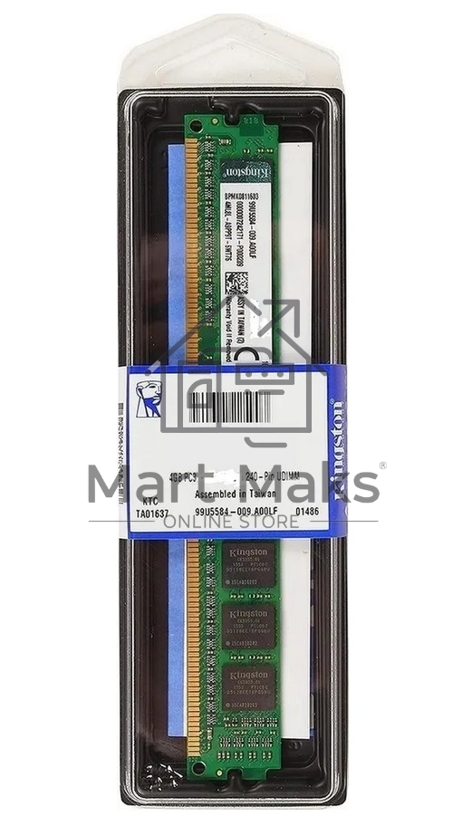 Оперативная память Kingston ValueRAM, DDR3, 4GB (1x4GB), 1600MHz, CL11, DIMM
