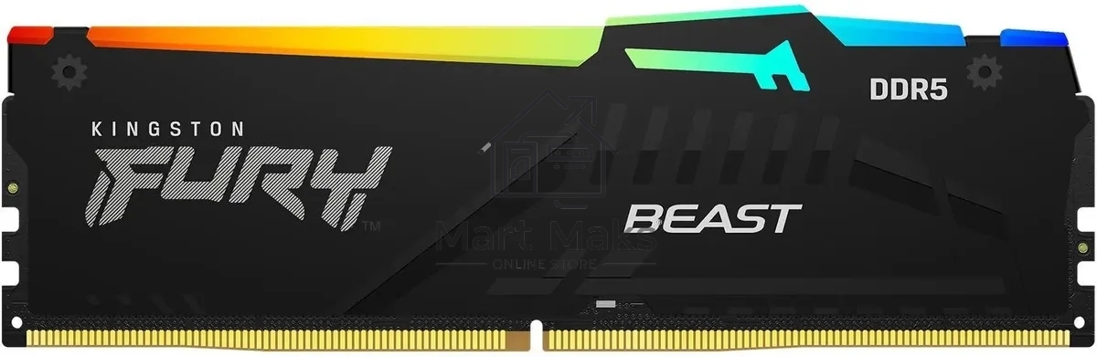 Оперативная память Kingston Fury Beast, DDR5, 16GB (1x16GB), 5600MHz, CL40, DIMM, с радиаторами, RGB, черный