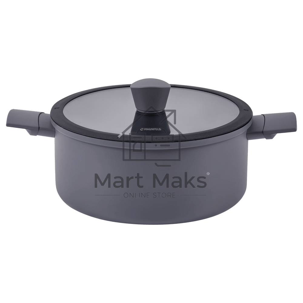 Кастрюля Maunfeld ASTRID MF20ASTR1CR из кованого алюминия со стеклянной крышкой, 20 см,3 л