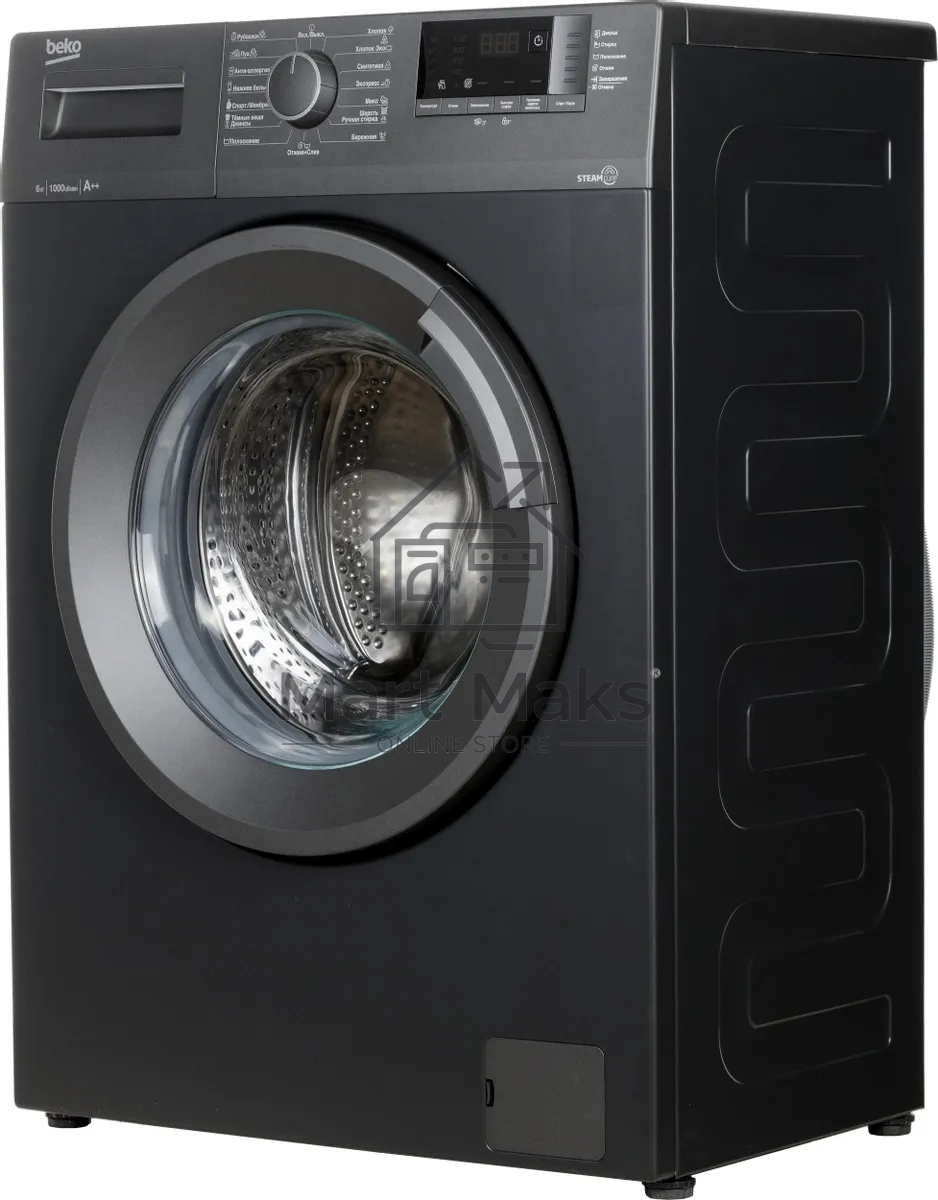 Стиральная машина Beko WSRE6512ZAA 7320210019 черный, загрузка фронтальная 6 кг, 1000 об/мин., класс: А++