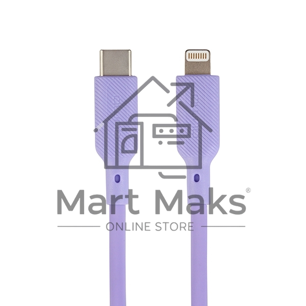 Кабель QUMO, MFI С94, Type-C на MFI Apple 8 pin, силиконовый, 1м, 2,22A, 9V, 20W, PD (фиолетовый)