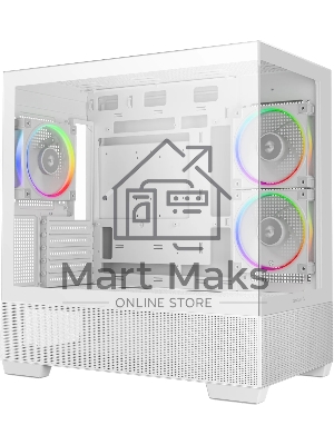 Компьютерный корпус Deepcool CG380 3F WH без БП, боковое окно (панорама), 3x120мм ARGB PWM вентилятора, белый, mATX