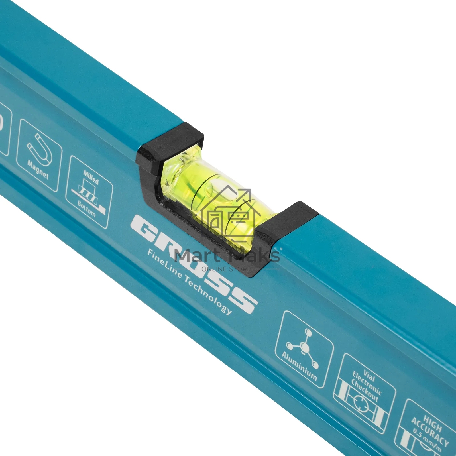 Уровень Gross 33650 алюминиевый, магнит., фрезерованный, 2 глазка, 0,5 мм/м, 400 мм