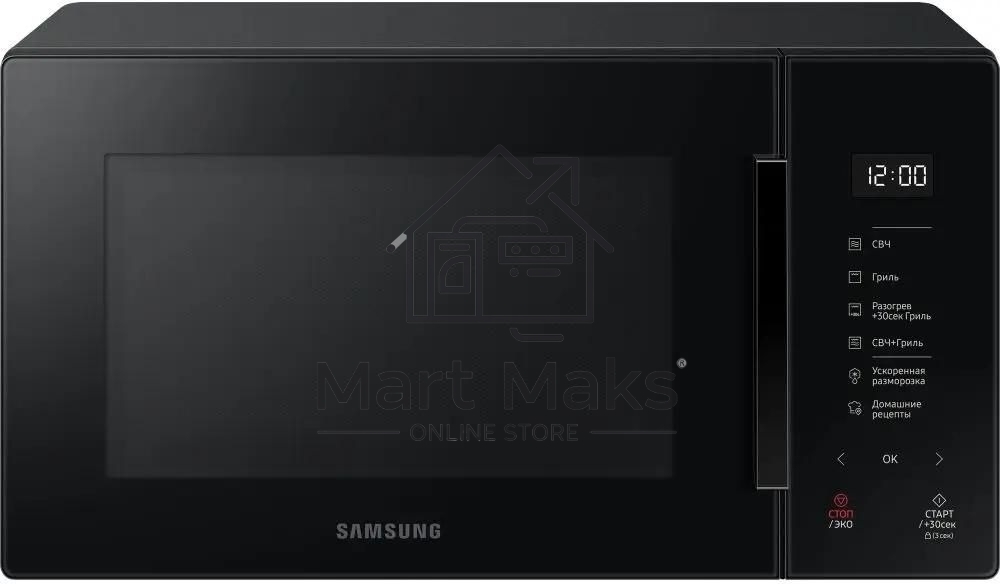 Микроволновая печь Samsung MG23T5018AK/BW черный, 23 л, 800 Вт, переключатели - сенсор