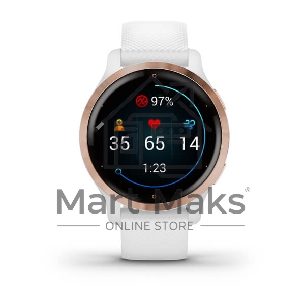 Смарт-часы Garmin Venu 2S AMOLED корп.розовое золото рем.белый разм.брасл.:110-175мм (010-02429-13)
