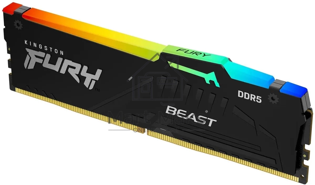 Оперативная память Kingston Fury Beast, DDR5, 16GB (1x16GB), 5600MHz, CL40, DIMM, с радиаторами, RGB, черный