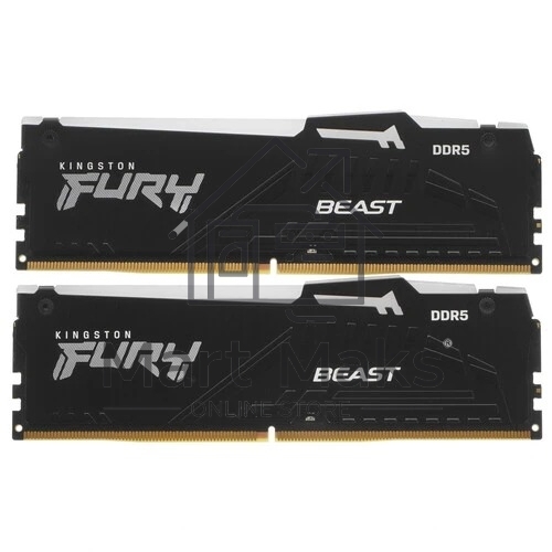 Оперативная память Kingston Fury Beast, DDR5, 16GB (2x8GB), 5600MHz, CL40, DIMM, с радиаторами, RGB, черный