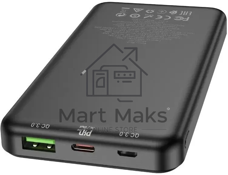 Портативный аккумулятор Hoco J87 Tacker 10000mAh QC3.0/PD3.0 20W 3A USB-A/USB-C черный