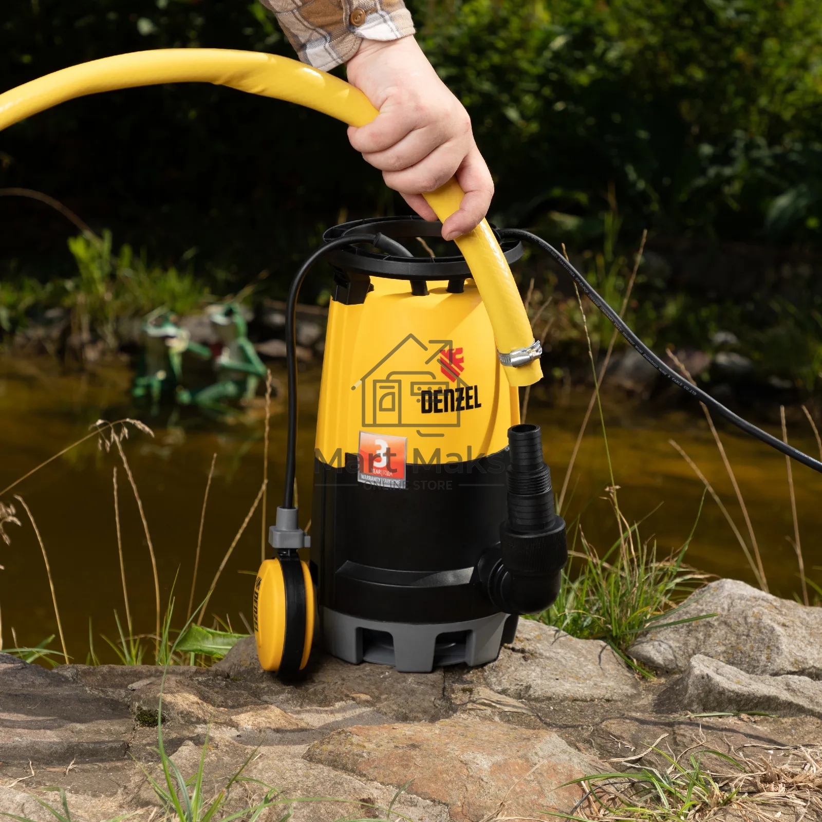 Дренажный насос Denzel DP-450S для чистой и грязной воды, 450 Вт, напор 6 м, 12000 л/ч