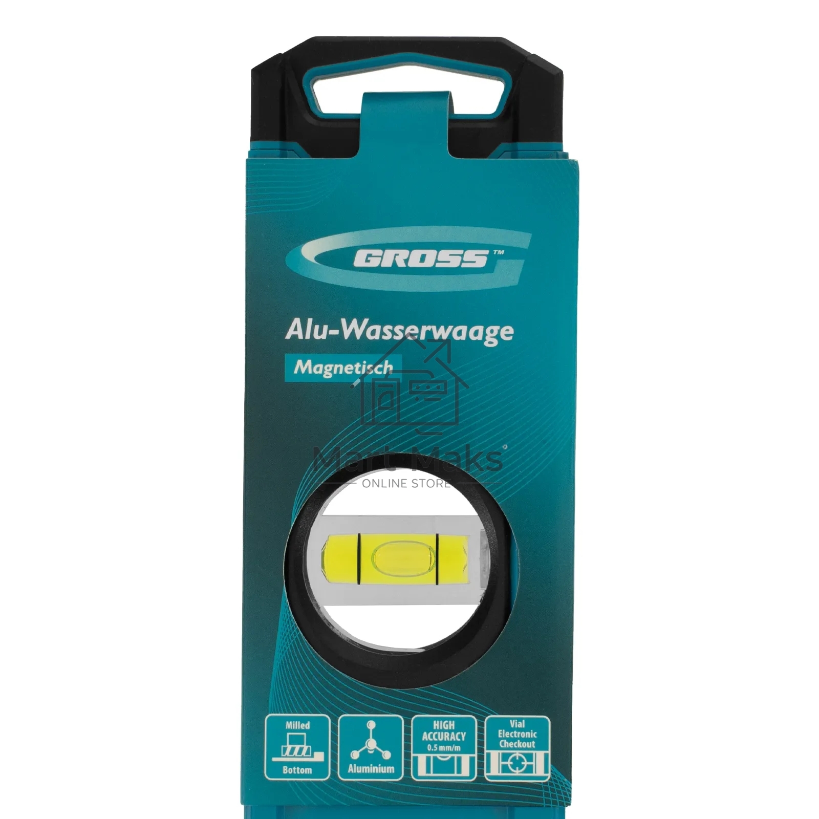 Уровень Gross 33651 алюминиевый, магнит., фрезерованный, 3 глазка, 0,5 мм/м, 600 мм