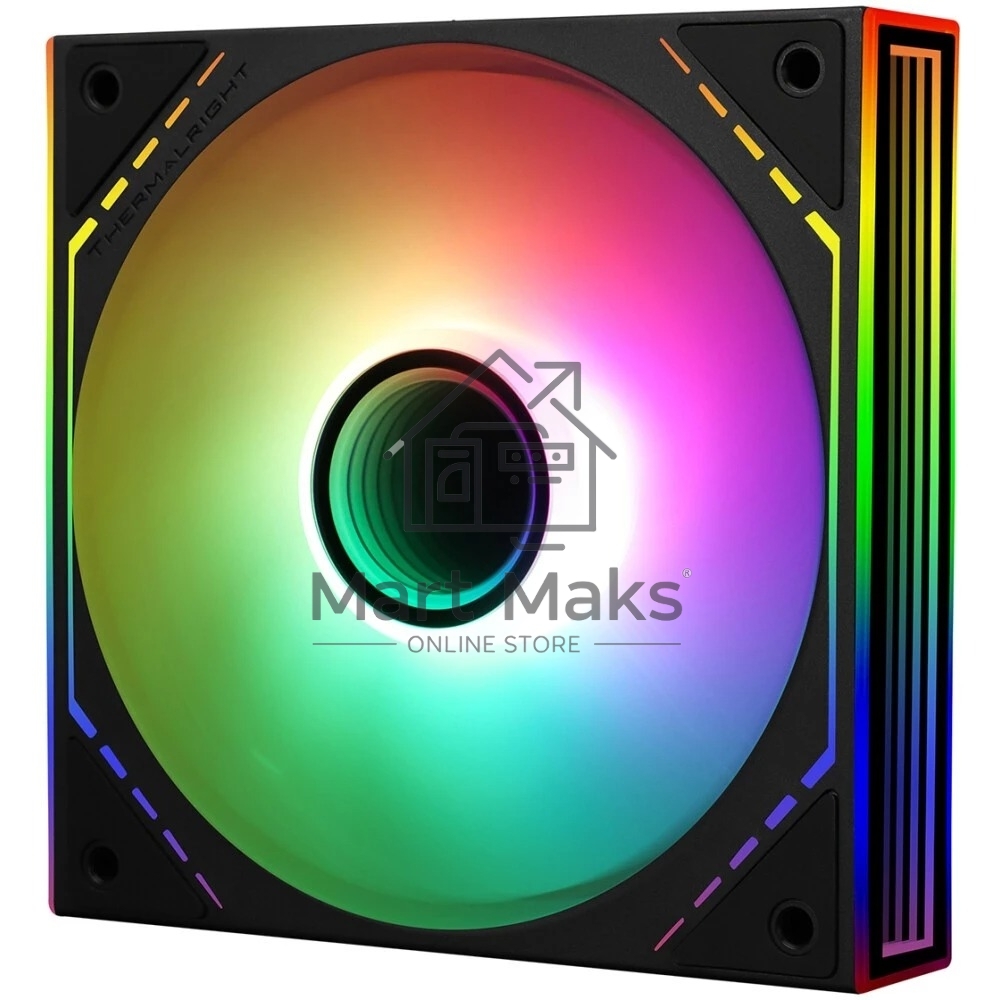 Кулер для корпуса Thermalright TL-M12-S (120x124x25mm, 4-pin PWM, ARGB, 47.6CFM, 23.2dBA, 1500RPM, Black)