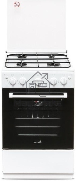 Плита газовая Cezaris ПГ 2150-08 белый, конфорок 4 шт, духовка 43 л, 51 см x 85 см x 55 см