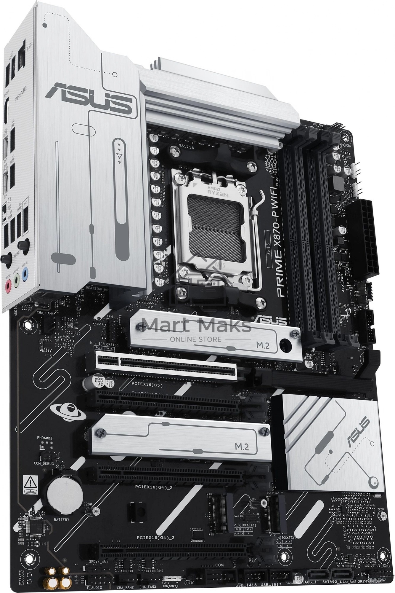 Материнская плата ASUS PRIME X870-P WIFI, AM5, AMD X870, 4xDDR5, 2xSATA, 4xM.2, 1xPCI-E 5.0 x16, 2xPCI-E 4.0 x1, 1xHDMI, 2xUSB-C, 1x 2.5Gb LAN, 4xUSB-A 3.2 Gen 1, 1xUSB-A 3.2 Gen 2, 4xUSB-A 2.0, 3x3.5 мм, 7.1, 1xWi-Fi 7, ATX