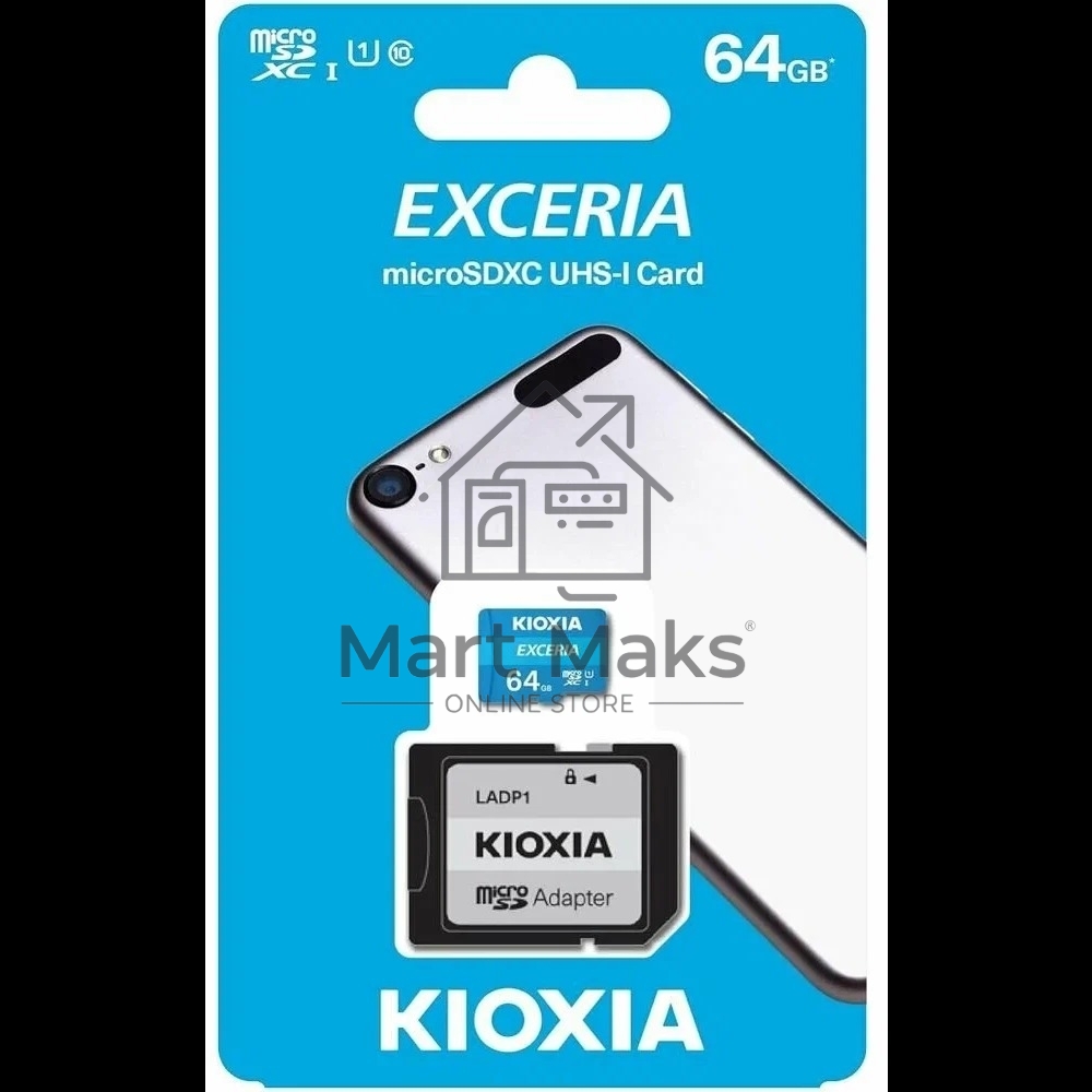 Флеш карта microSD 64GB Kioxia EXCERIA microSDXC Class 10 UHS-I U1 C10, 100 MB/s