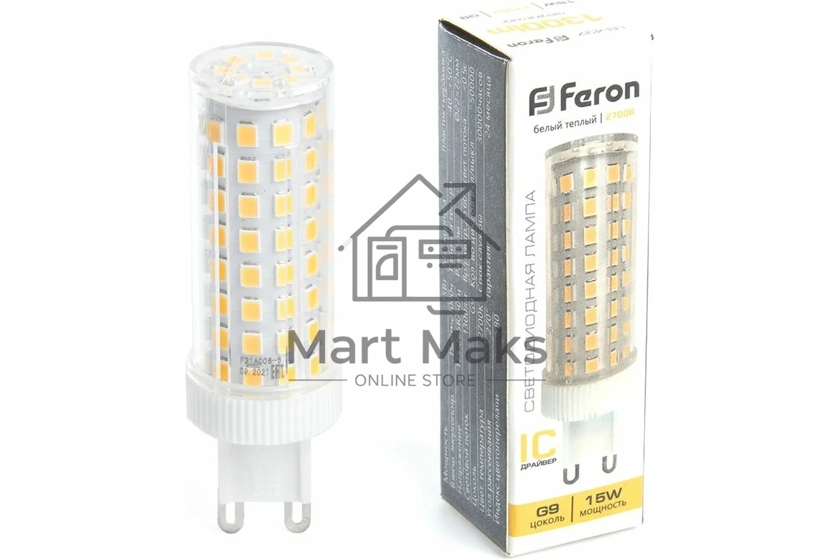 Лампа светодиодная FERON LB-437 (38212) 15 вт 230в G9 теплый капсульная