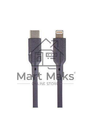 Кабель QUMO, MFI С94, Type-C на MFI Apple 8 pin, силиконовый, 1м, 2,22A, 9V, 20W, PD (серый)