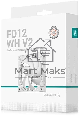 Вентилятор корпусной DeepCool FD12 WH V2 белый, 120 мм, 500-2500 об/мин, 32.32-35.66 дБ, 4 pin PWM, без подсветки