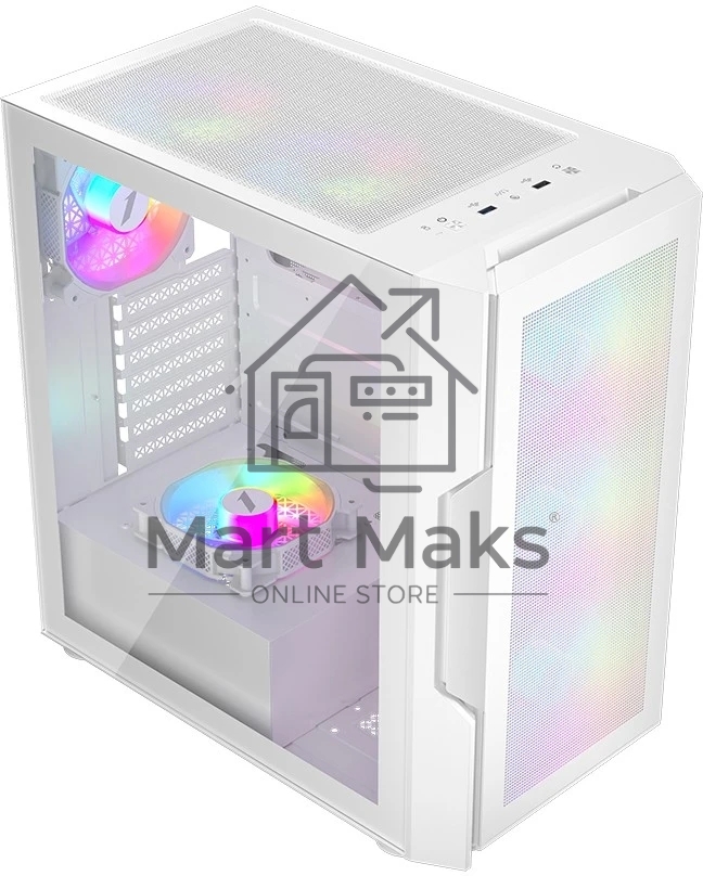 Компьютерный корпус 1STPLAYER TRILOBITE T7-P белый, ATX, 4x120мм LED fans