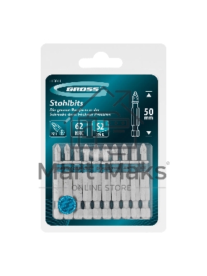 Бита Gross PZ1х50 мм, сталь S2, шестигр., 10 шт.