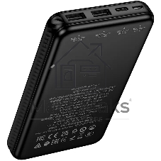 Внешний аккумулятор 10000mAh 2USB+1Type-C+1micro USB 2.0A Hoco J165 (Black)