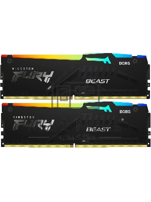 Оперативная память Kingston Fury Beast, DDR5, 16Gb (2x8GB), 5600MHz, CL40, DIMM, с радиаторами, RGB, черный