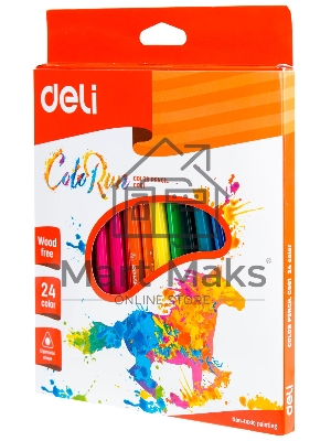 Карандаши цветные Deli ColoRun EC00120 трехгранные пластик 24цв. коробка/европод.