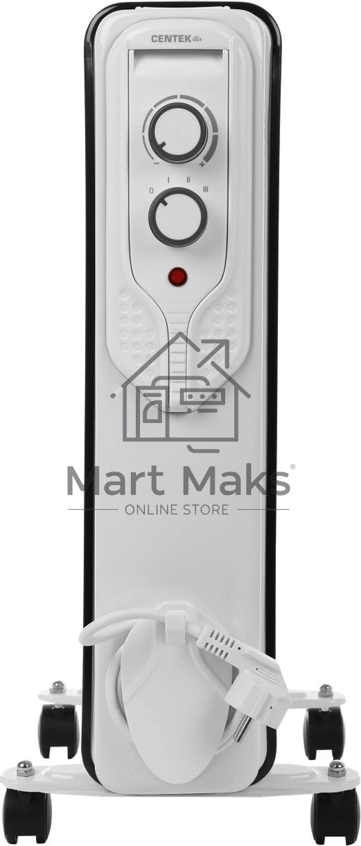 Масляный обогреватель Centek CT-6206 (9 секций), белый, 1000/1500/2000 Вт, 20 м2, 3 режима, термостат