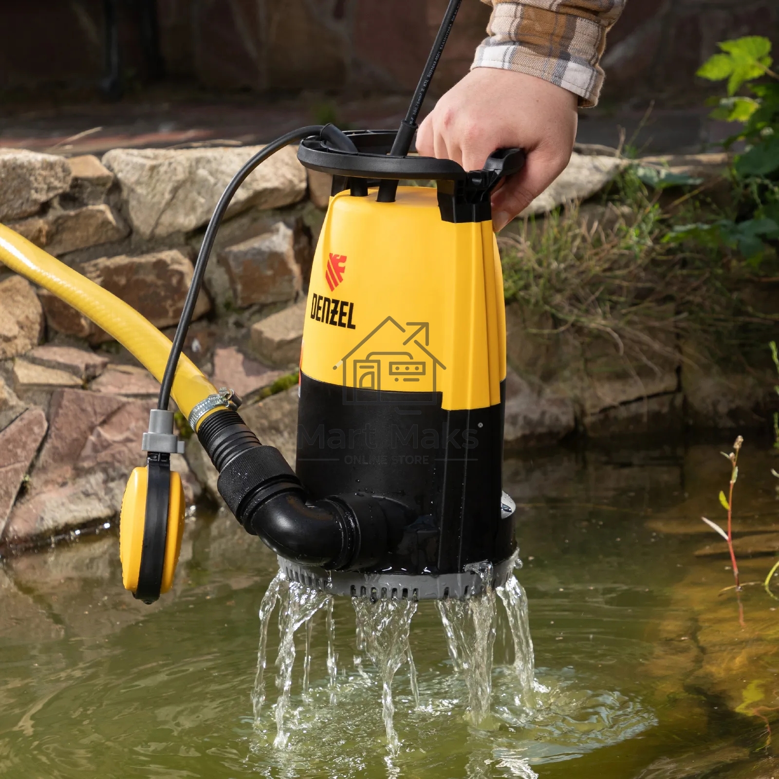 Дренажный насос Denzel DP-450S для чистой и грязной воды, 450 Вт, напор 6 м, 12000 л/ч