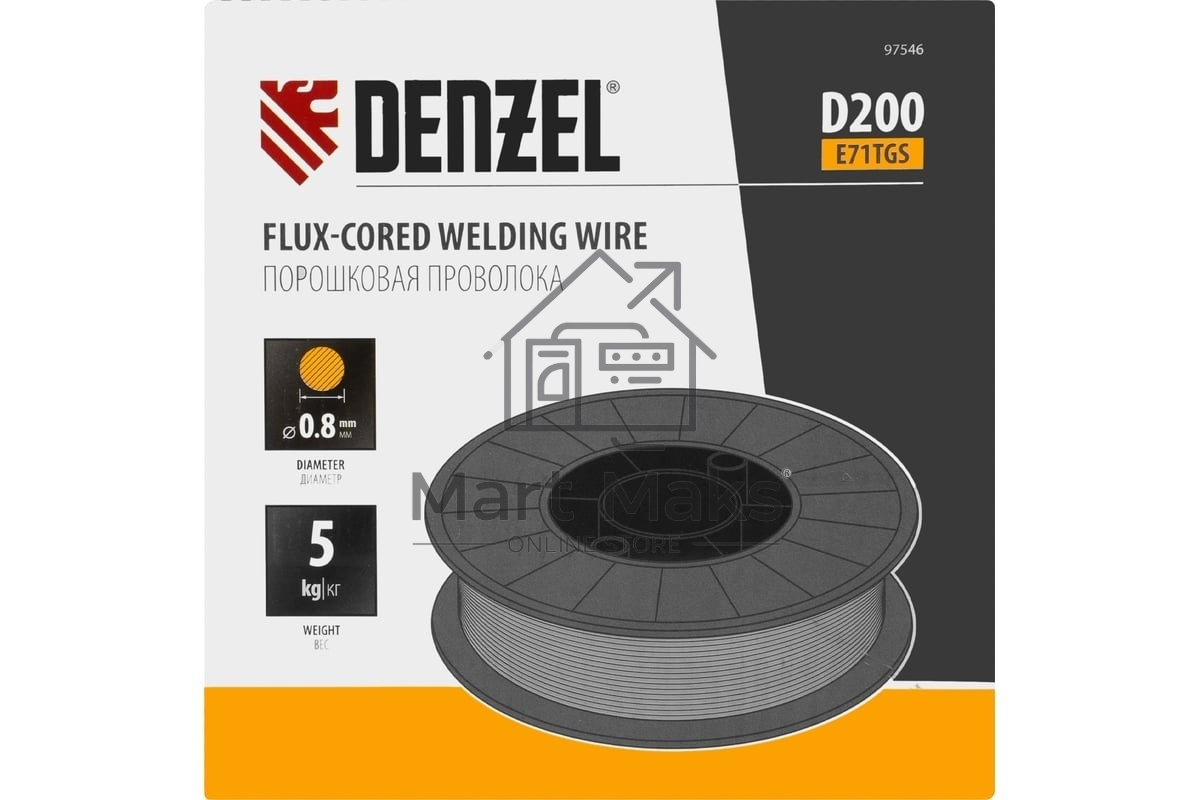 Порошковая проволока Е71TGS, диам. 0,8 мм, 5 кг, диам. катушки D200 Denzel