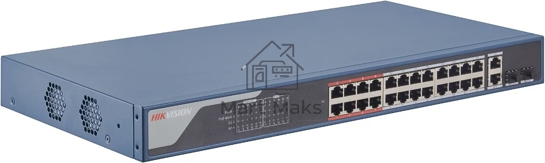 Коммутатор Hikvision DS-3E1326P-EI, 24×100 Мбит/с PoE+ + 2×1 Гбит/с Combo, управляемый