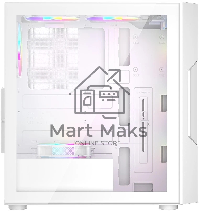 Компьютерный корпус 1STPLAYER TRILOBITE T7-P белый, ATX, 4x120мм LED fans