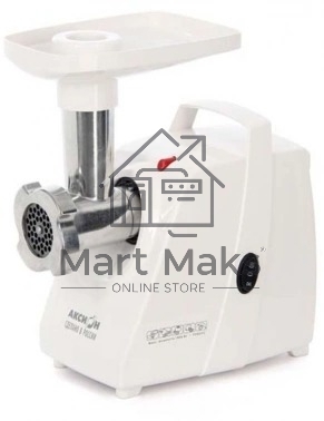 Мясорубка электрическая Аксион М33.01 белый, 1500 Вт, 1.7 кг/мин, реверс, защита от перегрузки, насадки - 3