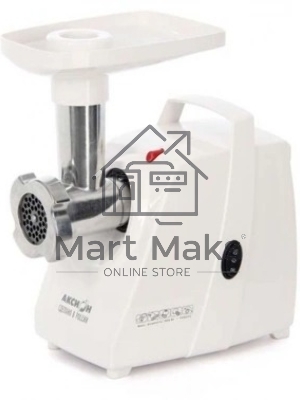 Мясорубка электрическая Аксион М33.01 белый, 1500 Вт, 1.7 кг/мин, реверс, защита от перегрузки, насадки - 3