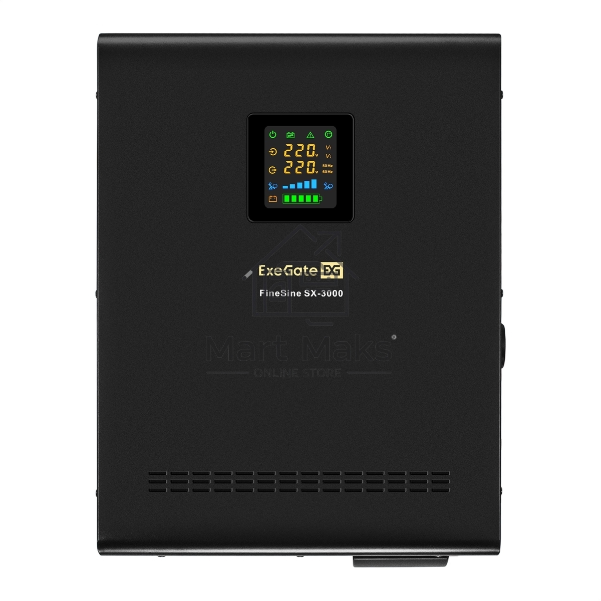 Комплект ИБП EX296003RUS + батарея 45Aч EX285666RUS 4шт (инвертор, синус, для котла, настенный) ExeGate FineSine SX-3000.LCD.AVR.2SH.T <3000VA/2100W, чистая синусоида, цветной LCD-дисплей, AVR, 2*Schuko+клеммы, линейно-интерактивный, крепление настенное, 