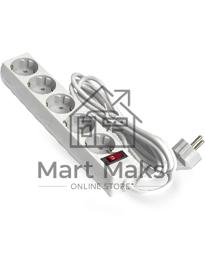 Удлинитель ExeGate EC-5-3W EX279360RUS белый, 3 м, евровилка, 5 розеток, 2200 Вт