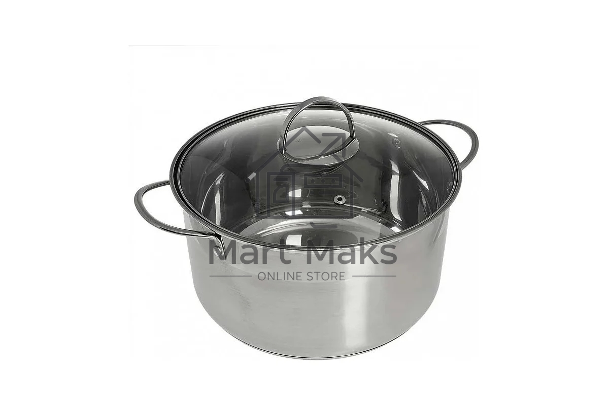 Кастрюля WEBBER BE-350/2 6,1 л, 24 см, из нержавеющей стали со стеклянной крышкой