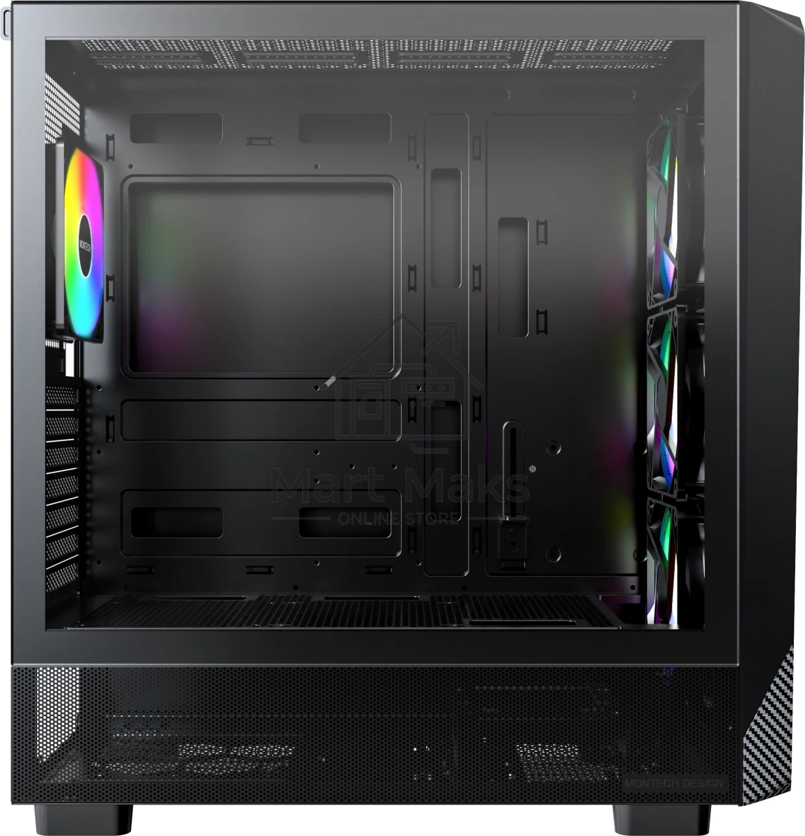 Компьютерный корпус Montech X5 черный без БП ATX 4x120мм 1xUSB2.0 1xUSB3.0 audio bott PSU