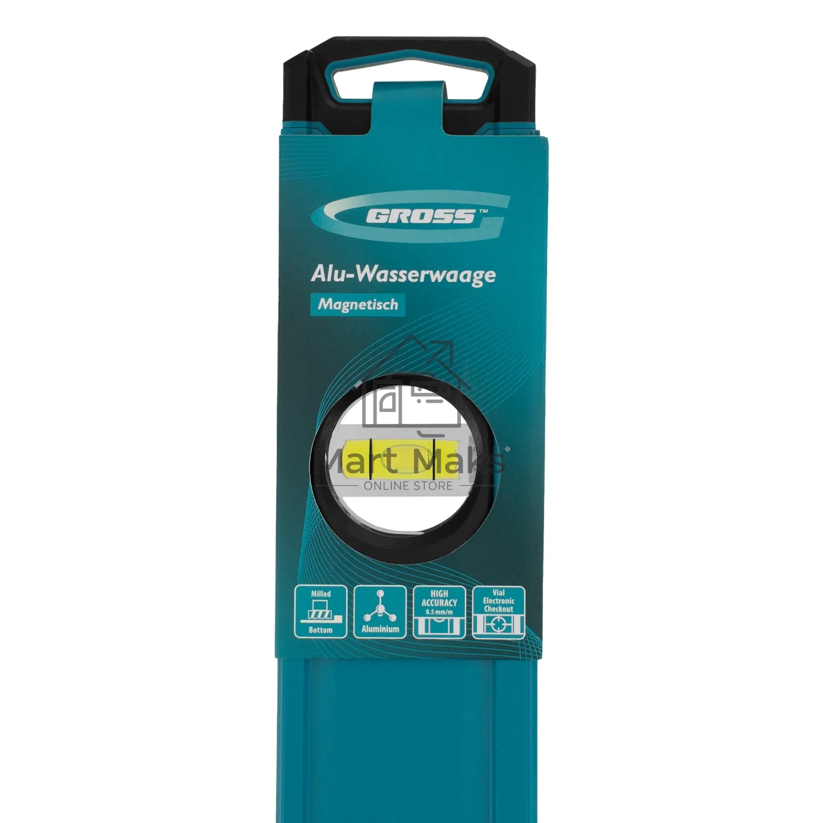 Уровень Gross 33655 алюминиевый, магнит., фрезерованный, 3 глазка, 0,5 мм/м, 1500 мм