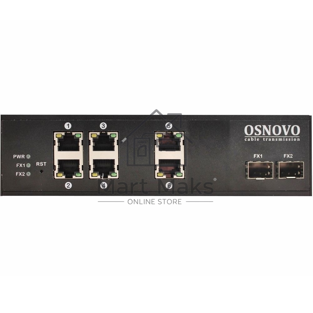 Коммутатор OSNOVO SW-8062/IC, 6×1 Гбит/с PoE + 2×1 Гбит/с SFP, неуправляемый