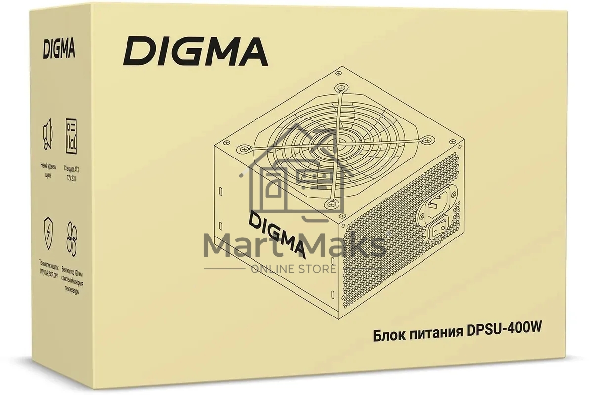 Блок питания Digma DPSU-400W, 400Вт, 120мм, черный