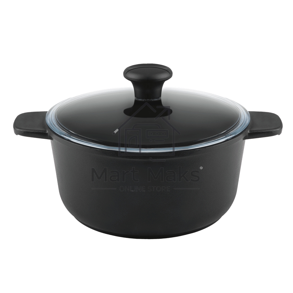 Кастрюля Maunfeld Osvald MF22SVLD03CR универсальная из литого алюминия со стеклянной крышкой, 3 л