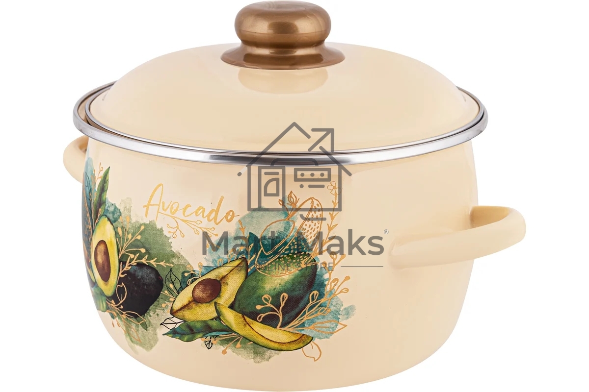 Кастрюля Appetite 1MC161P Avocado с крышкой, сферическая эмалированная 2 л