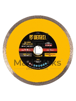 Диск алмазный сплошной Denzel супертонкий, 200 х 25,4 мм, горячее прессование, мокрое резание