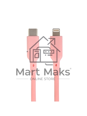 Кабель QUMO, MFI С94, Type-C на MFI Apple 8 pin, силиконовый, 1м, 2,22A, 9V, 20W, PD (розовый)