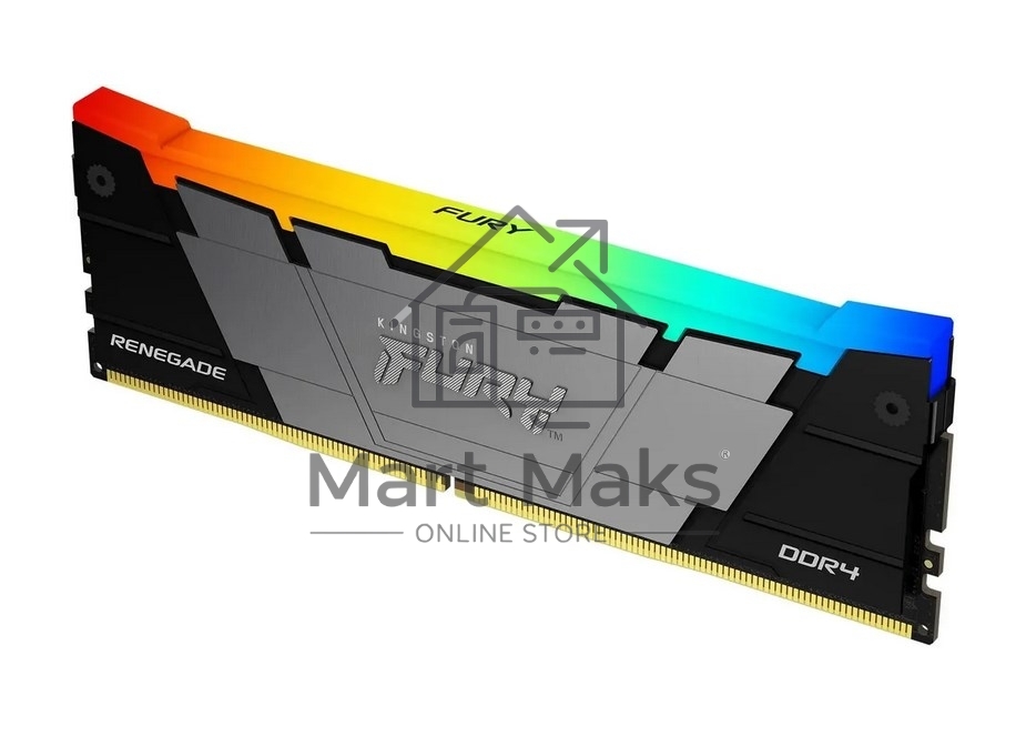 Оперативная память Kingston Fury Renegade, DDR4, 32GB (1x32GB), 3200MHz, CL16, DIMM, с радиатором, RGB, серебристый/черный