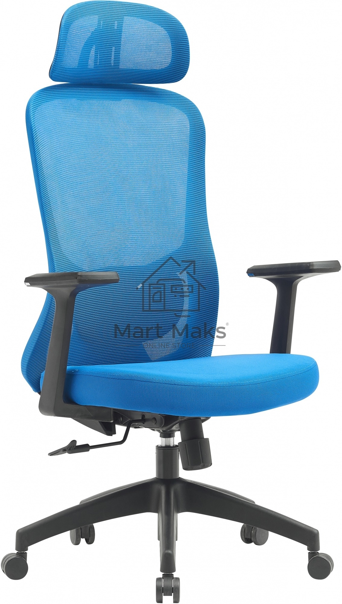 Кресло компьютерное Cactus CS-MC515-BL темно-синий, сиденье темно-синий, сетка/ткань, с подголов. крестов. пластик, пластик черный