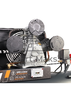 Компрессор Patriot KRX 580 L100 D, поршневой, ременной, масляный, 580 л/мин, 100 л, 10 бар, 3 кВт, 400 В