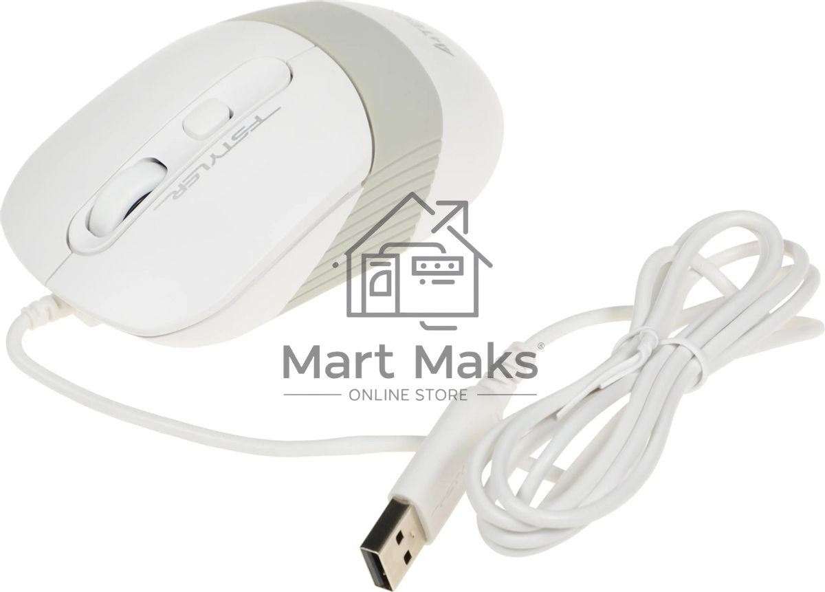 Мышь проводная A4Tech Fstyler FM10 белый/серый, 1600 dpi, USB, кнопки - 4