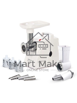 Мясорубка электрическая Аксион М34.02 белый, 1500 Вт, 1.7 кг/мин, защита от перегрузки, насадки - 5